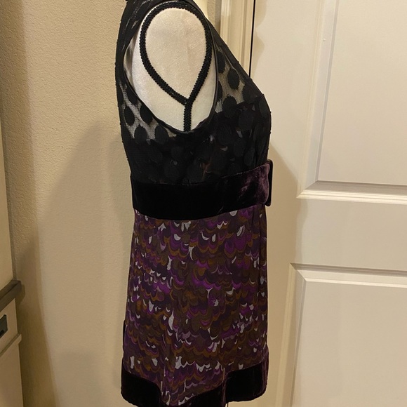 NWOT “NANETTE LEPORE” PURPLE VELVET BLACK POLKA DOT SLEEVELESS TOP – SZ 6 - Picture 5 of 13